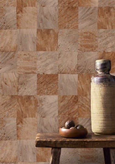 Casamance 75173470 Karabane Abale Noir - tapeta geometryczna imitująca drewno