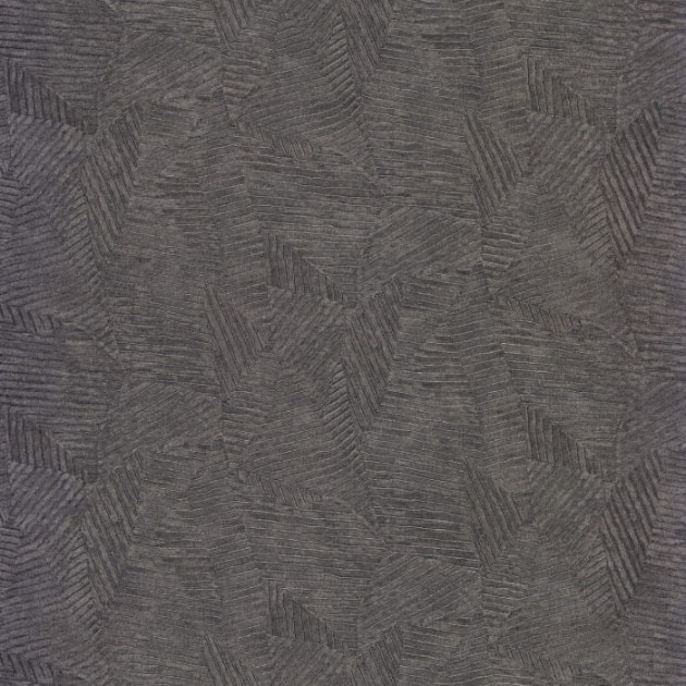 Casamance 74090262 Malanga Soroa Carbone - tapeta geometryczna imitująca liście