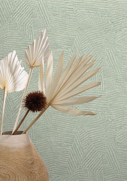 Casamance 74090262 Malanga Soroa Carbone - tapeta geometryczna imitująca liście