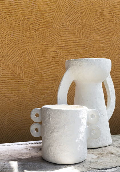 Casamance 74090874 Malanga Soroa Orange Brulee - tapeta geometryczna imitująca liście