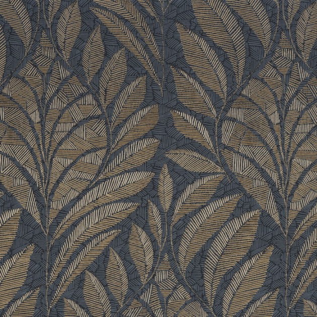 Casamance 74770406 Printemps Viennois Gustav Marine - tapeta liście