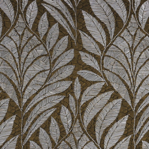 Casamance 74770610 Printemps Viennois Gustav Carbone - tapeta liście