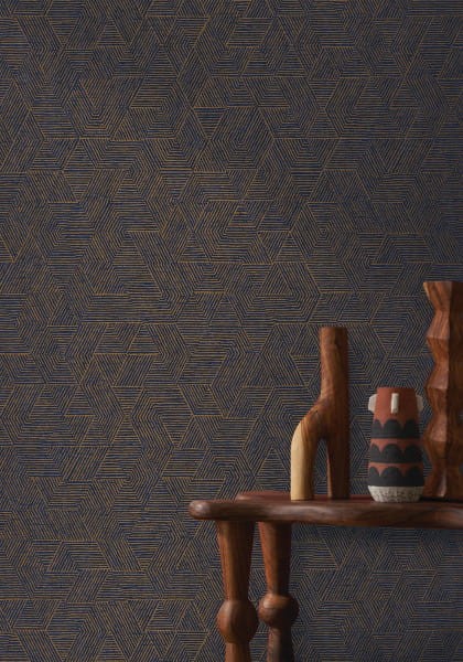 Casamance 74811952 Printemps Viennois Josef Gris Cendre - tapeta geometryczna