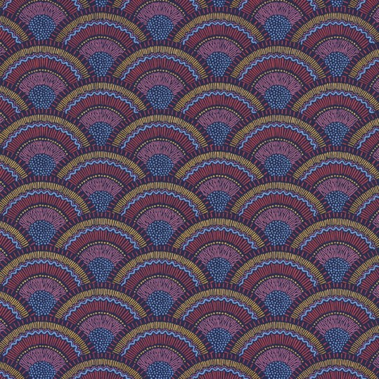 Casamance 74821646 Printemps Viennois Otto Marine - tapeta wachlarze