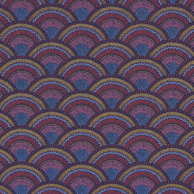Casamance 74821646 Printemps Viennois Otto Marine - tapeta wachlarze