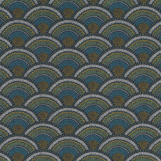 Casamance 74821544 Printemps Viennois Otto Vert Mousse - tapeta wachlarze