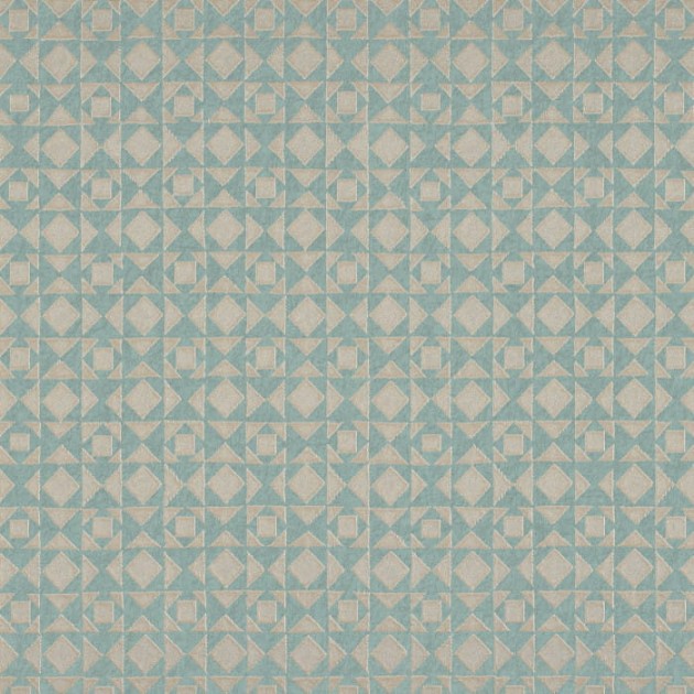 Casamance 74220476 Pampille Eugene Vert D’eau - tapeta geometryczna w azteckim stylu