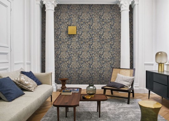Casamance 74230282 Pampille Lazare Bleu Nuit - tapeta ornamentalna