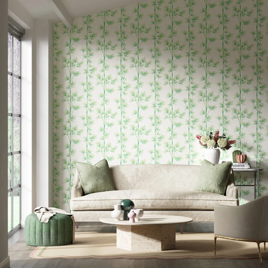 Harlequin 112915 Diane Hill Isabella Porcelain/Bamboo - tapeta z motywem pędów i liści bambusa