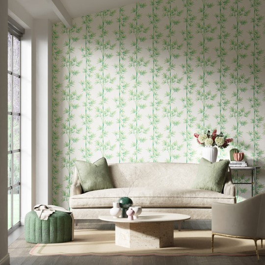 Harlequin 112915 Diane Hill Isabella Porcelain/Bamboo - tapeta z motywem pędów i liści bambusa