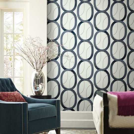 York OS4215 Candice Olson Modern Nature 2 Interlock - geometryczna tapeta z motywem okręgów