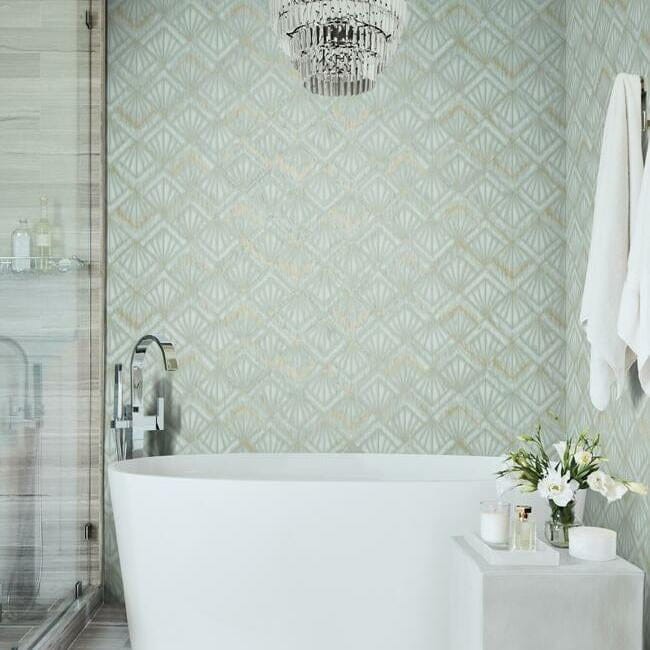 York OS4273 Candice Olson Modern Nature 2 Modern Shell - geometryczna tapeta z motywem wachlarzy art-deco