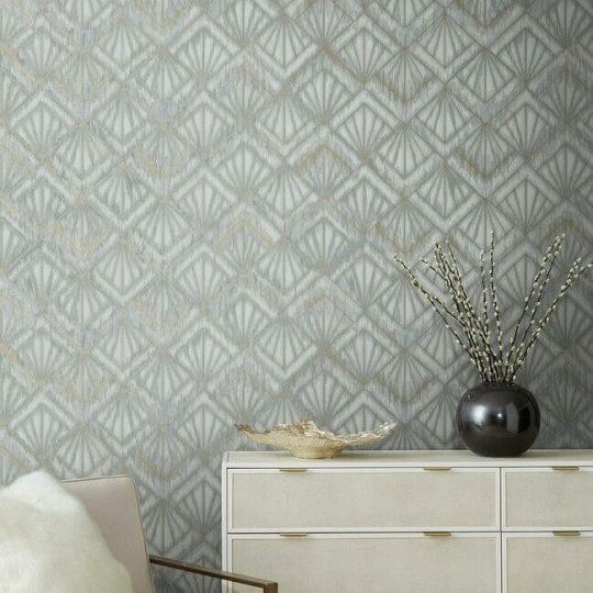 York OS4274 Candice Olson Modern Nature 2 Modern Shell - geometryczna tapeta z motywem wachlarzy art-deco
