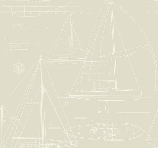 Wallquest YC61308 Yacht Club Yacht Blueprint - tapeta z motywem jachtów