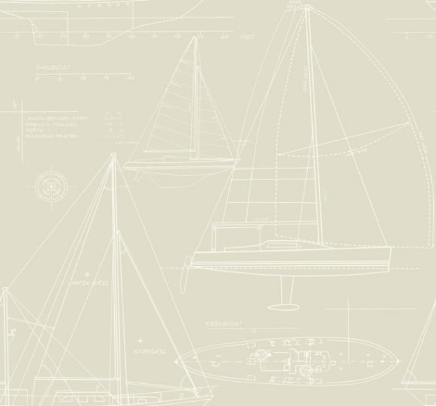 Wallquest YC61308 Yacht Club Yacht Blueprint - tapeta z motywem jachtów