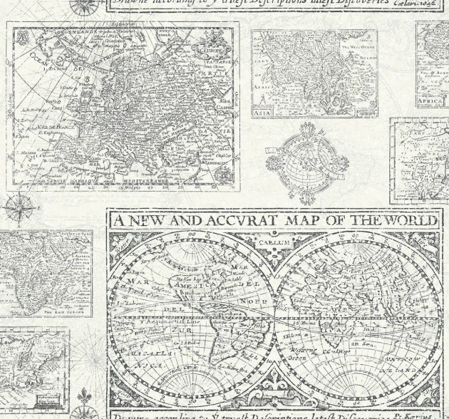 Wallquest YC61000 Yacht Club Antique Map - tapeta z motywem antycznych map