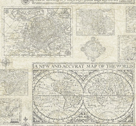 Wallquest YC61018 Yacht Club Antique Map - tapeta z motywem antycznych map