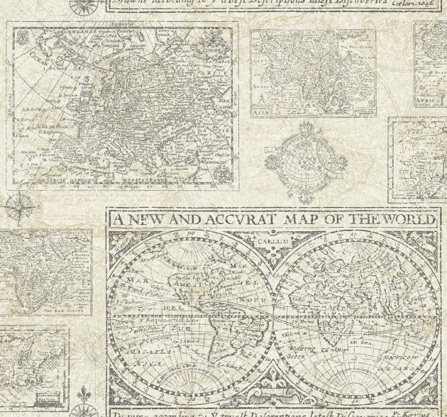 Wallquest YC61018 Yacht Club Antique Map - tapeta z motywem antycznych map
