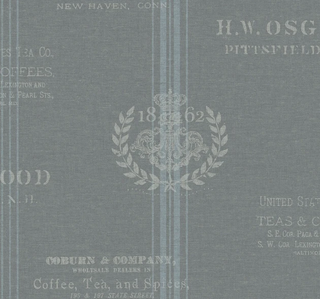 Wallquest YC61807 Yacht Club Dry Goods - tapeta z motywem pieczątek