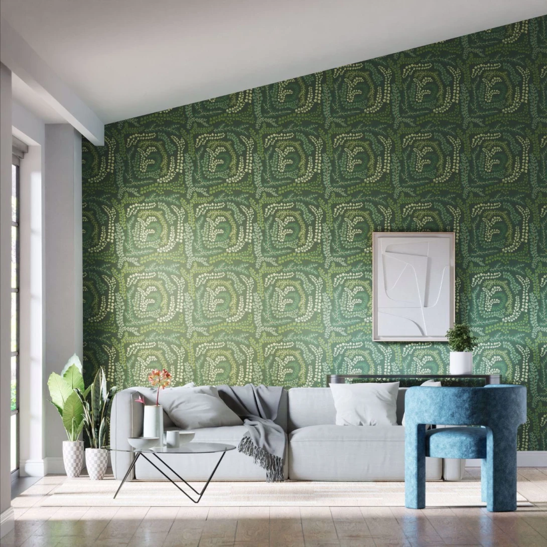 Harlequin 113019 Colour 4 Fayola Fig Leaf/Clover - tapeta z motywem pędów liści