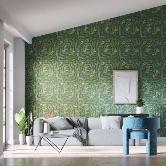 Harlequin 113019 Colour 4 Fayola Fig Leaf/Clover - tapeta z motywem pędów liści