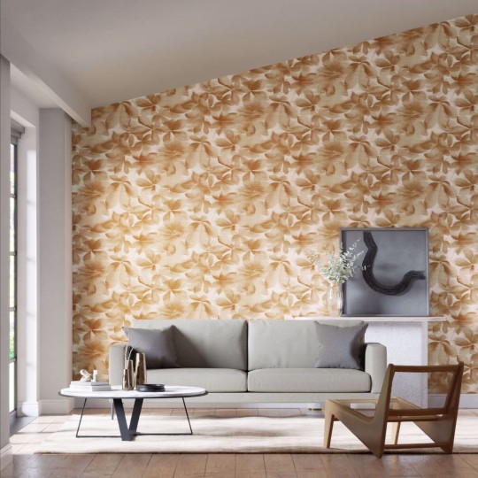 Harlequin 113007 Colour 4 Grounded Baked Terracotta/Parchment - tapeta z motywem liści kasztanowca