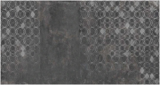 Tecnografica Surfaces "O" Anthracite - mural z motywem kół i starej ściany