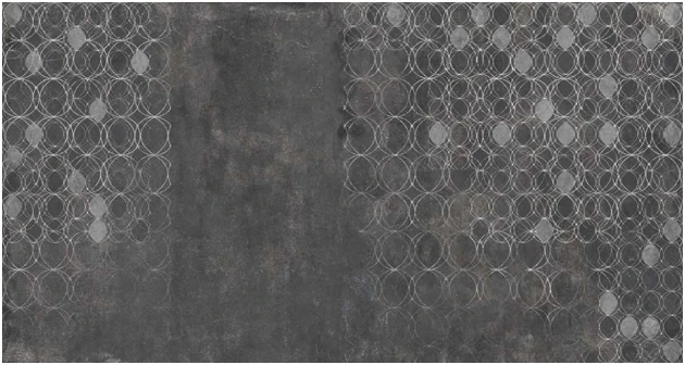 Tecnografica Surfaces "O" Anthracite - mural z motywem kół i starej ściany