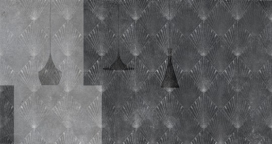 Tecnografica Surfaces Rays Anthracite - mural z motywem muszli