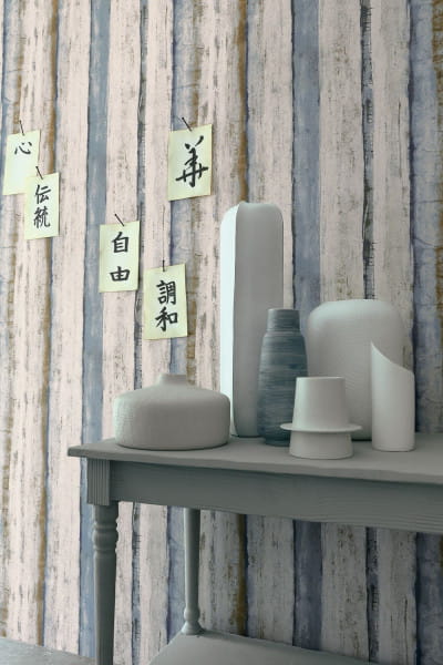 Casamance 74040141 Estampe Cas Pap Shodo - tapeta z motywem pionowych pociągnięć pędzla i pasów