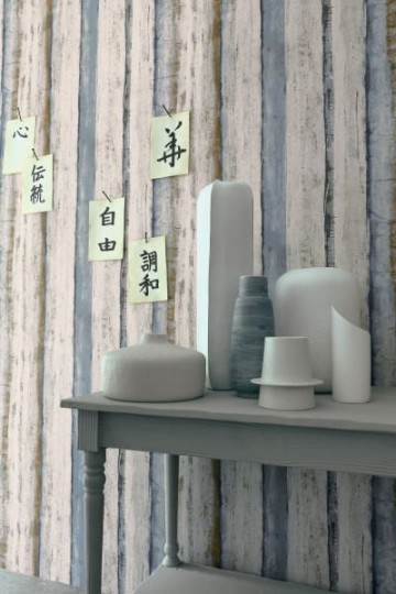 Casamance 74040141 Estampe Cas Pap Shodo - tapeta z motywem pionowych pociągnięć pędzla i pasów