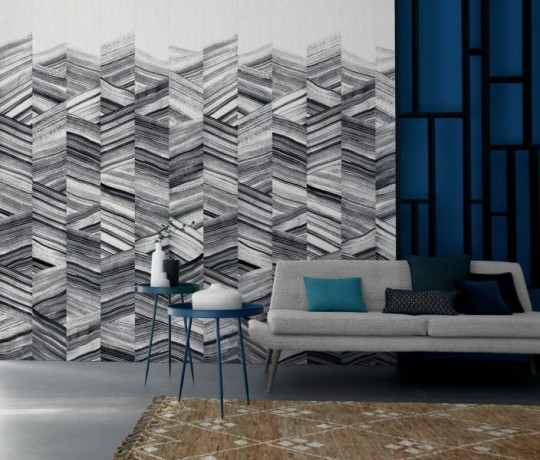 Casamance 74060100 Estampe Cas Pap Ginza - mural z motywem pionowych pasów i organicznych wzorów