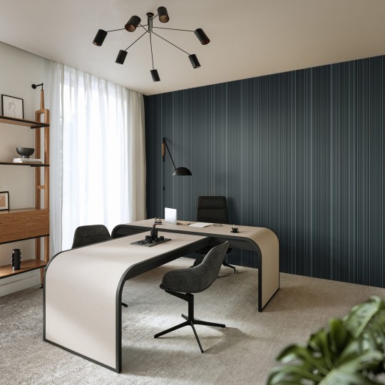 Vinylpex W01.06 Harry Glossy - tapeta obiektowa w grube prążki metalizująca antracyt