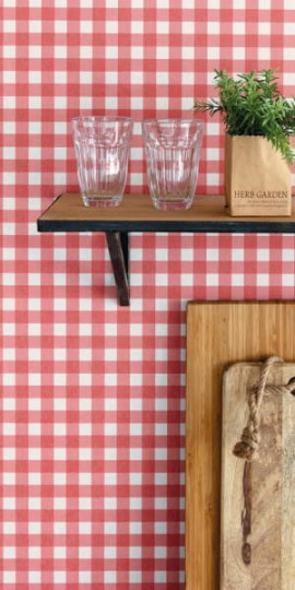 Caselio 100662020 Bistrot D Alice Au Bistrot D Alice Marmelade - tapeta z motywem kratki