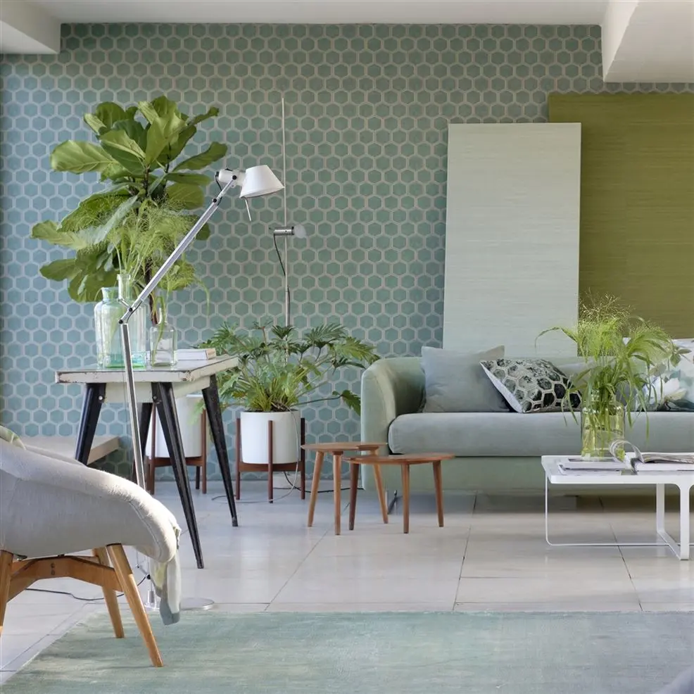 Designers Guild PDG1121/05 Chinon Textured Manipur Oyster - geometrycznym tapeta z motywem plastrów miodu