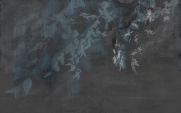 Tecnografica Decoratives Yaksi Dark Blue - mural z motywem cieni liści