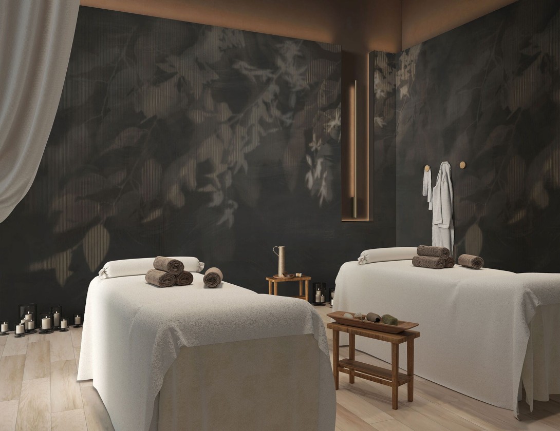 Tecnografica Decoratives Yaksi Beige - mural z motywem cieni liści