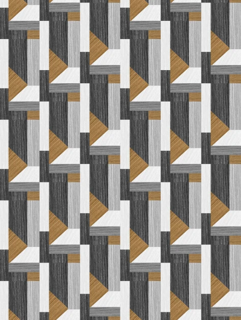 Tecnografica Decoratives Tarsia Black - mural z motywem geometrycznych klocków