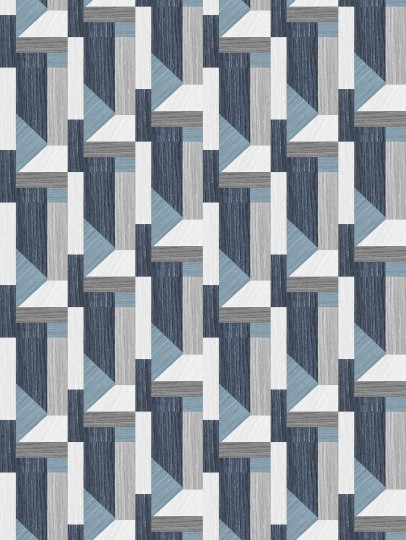Tecnografica Decoratives Tarsia Blue - mural z motywem geometrycznych klocków