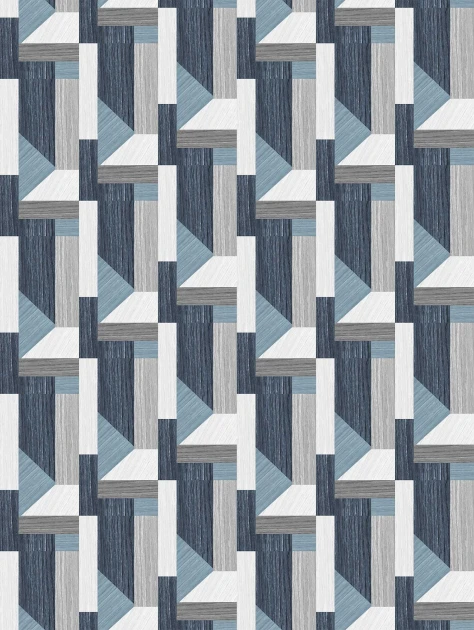 Tecnografica Decoratives Tarsia Blue - mural z motywem geometrycznych klocków