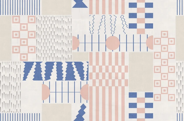 Tecnografica Decoratives Rubik Salmon - mural z motywem geometrycznych kształtów
