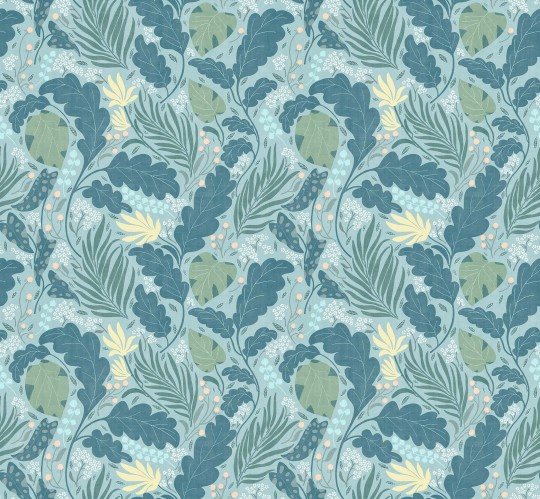 Tecnografica Decoratives Paloma Turquoise B - mural z motywem liści