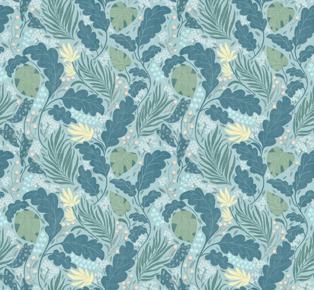 Tecnografica Decoratives Paloma Turquoise B - mural z motywem liści