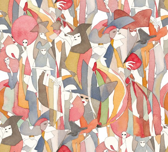 Tecnografica Decoratives Masked Ball Apricot A - mural z motywem abstrakcyjnych postaci
