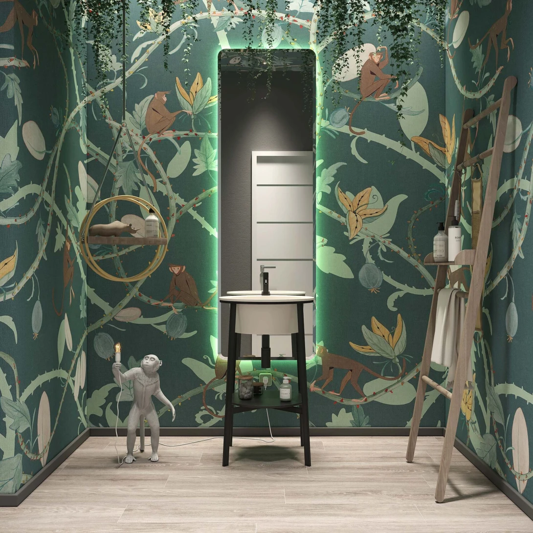 Tecnografica Decoratives Alan Mint - mural z motywem dżungli i małpek