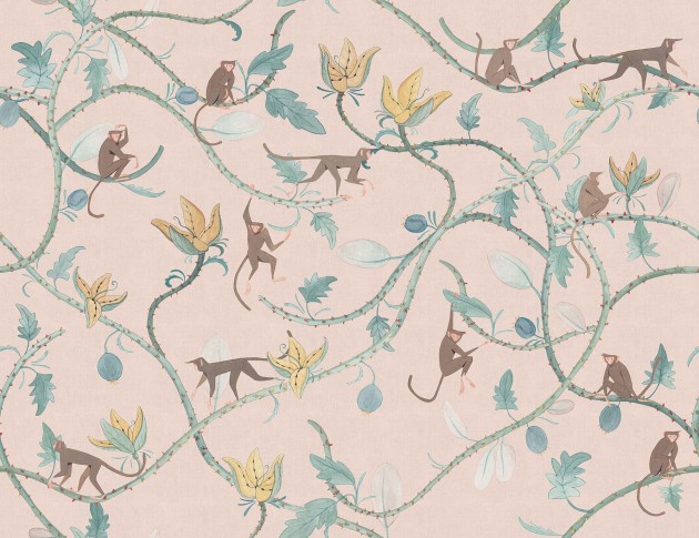 Tecnografica Decoratives Alan Pink - mural z motywem dżungli i małpek