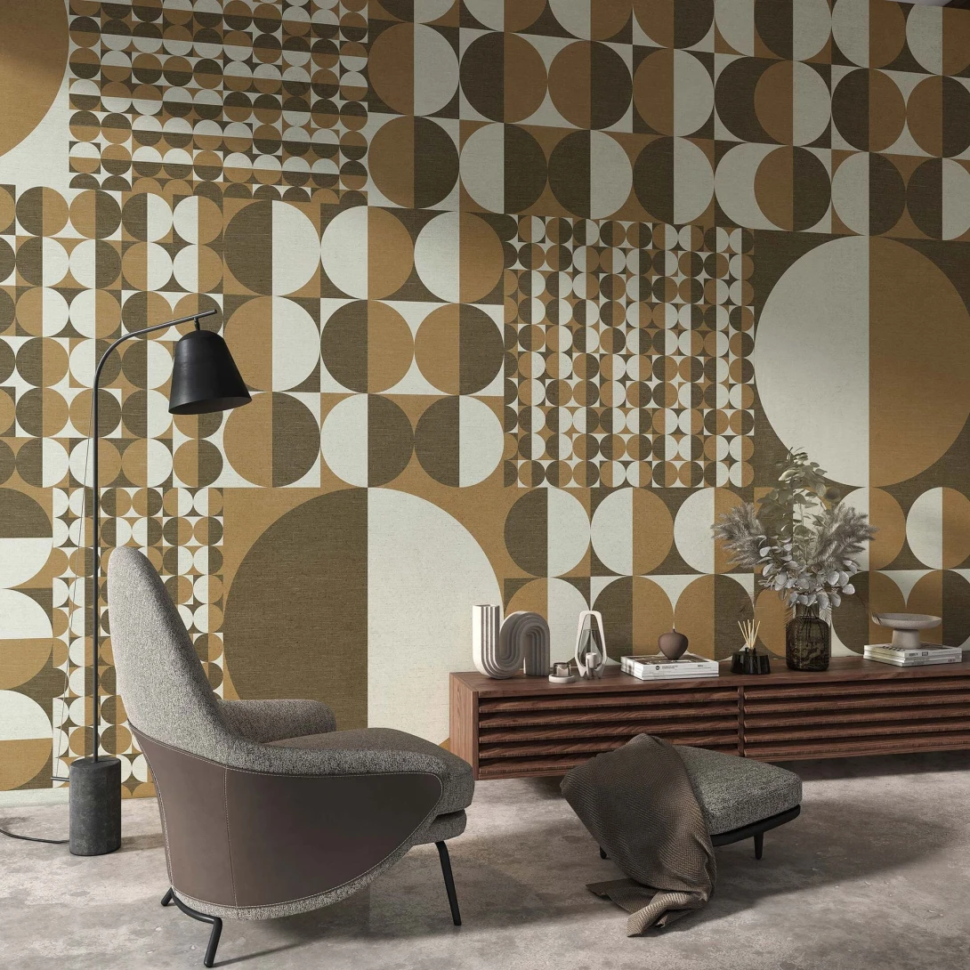 Tecnografica Decoratives Piper Beige - mural z motywem geometrycznych kształtów