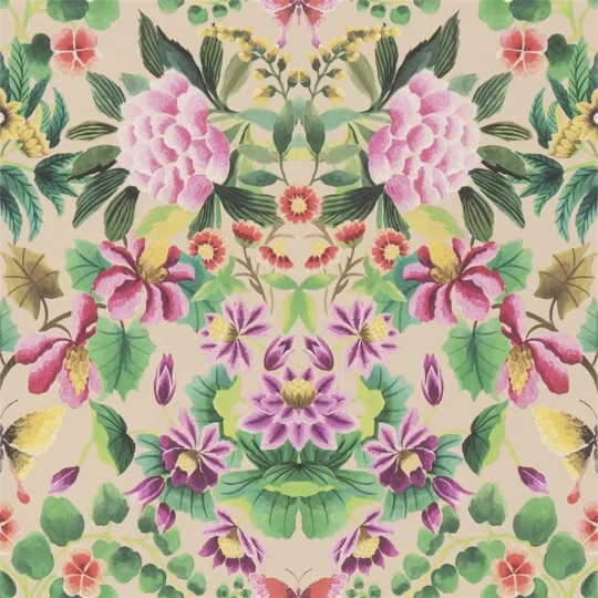 Designers Guild PDG1156/01 Ikebana Damask Fuchsia - tapeta z motywem kwiatowego adamaszku