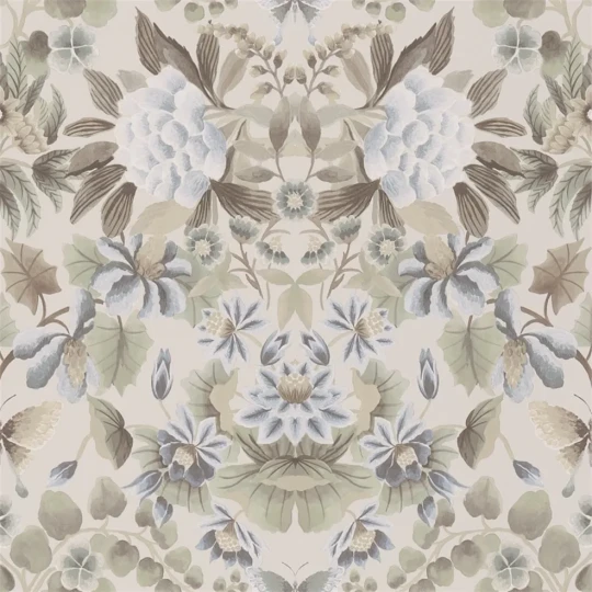 Designers Guild PDG1156/02 Ikebana Damask Eau De Nil - tapeta z motywem kwiatowego adamaszku