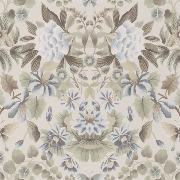 Designers Guild PDG1156/02 Ikebana Damask Eau De Nil - tapeta z motywem kwiatowego adamaszku